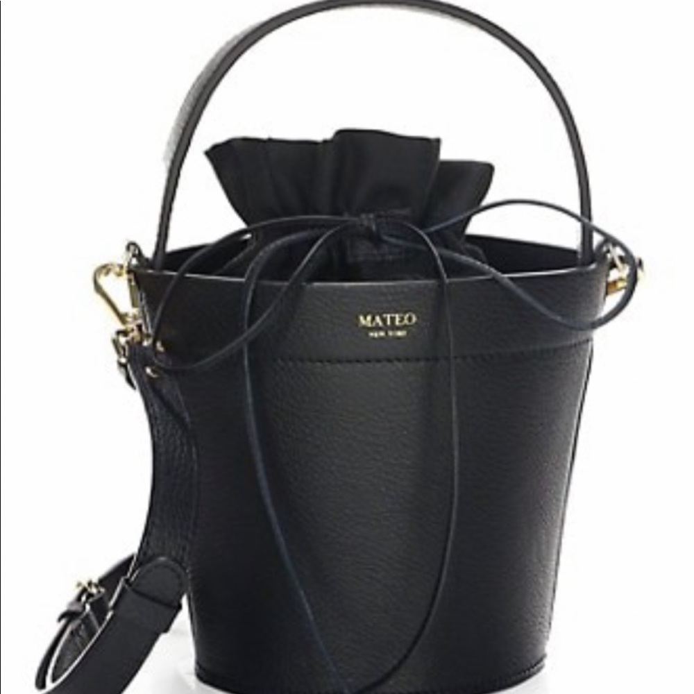 Genuine leather bucket bag cross body